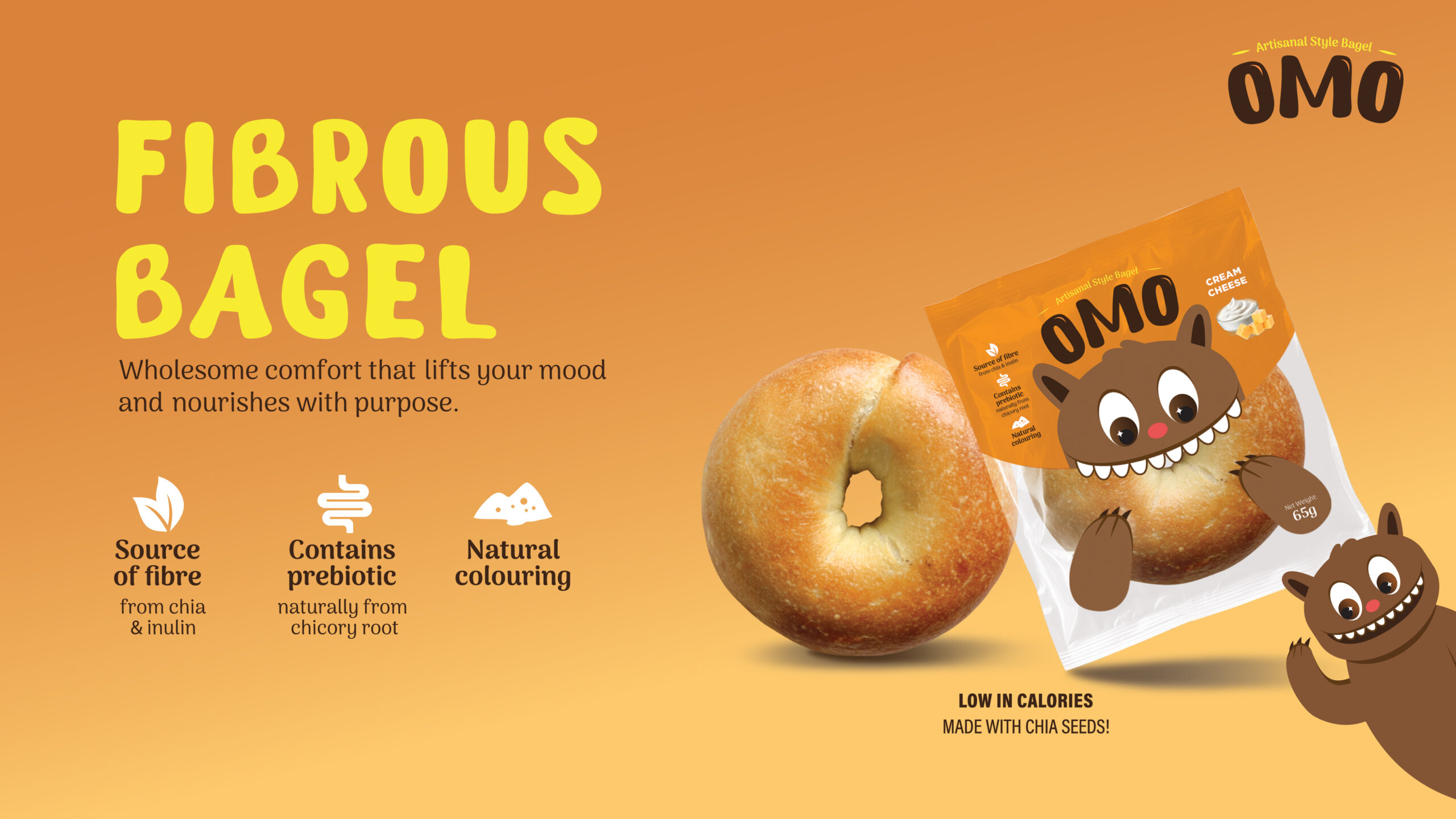 High-Fibre Bagels with cream cheese