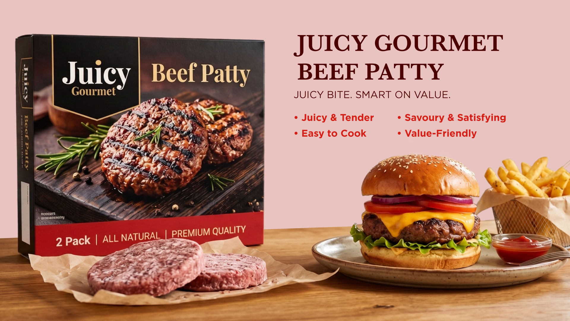 Juicy Gourmet Beef Patty Poster Concept